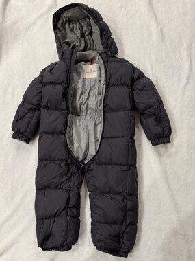 Moncler Kids Black Hooded Puffer One-Piece